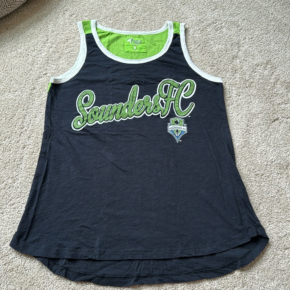 G-III 4her Sounders FC high low racer back tank top size medium